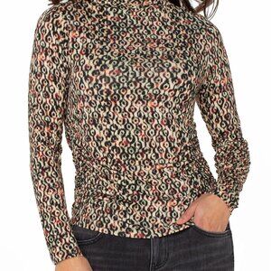 LIVERPOOL LONG SLEEVE MOCK NECK KNIT TOP W/ SHIRRING Size XSXS / MULTI GEO IKAT